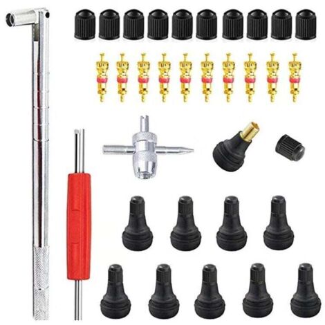 Herramienta para extraer vástagos de válvulas de neumáticos (23 piezas), extractor de repuesto para automóvil, núcleo de válvula de 10 piezas, herramienta de reparación 4 en 1 - Kit de reparación de n