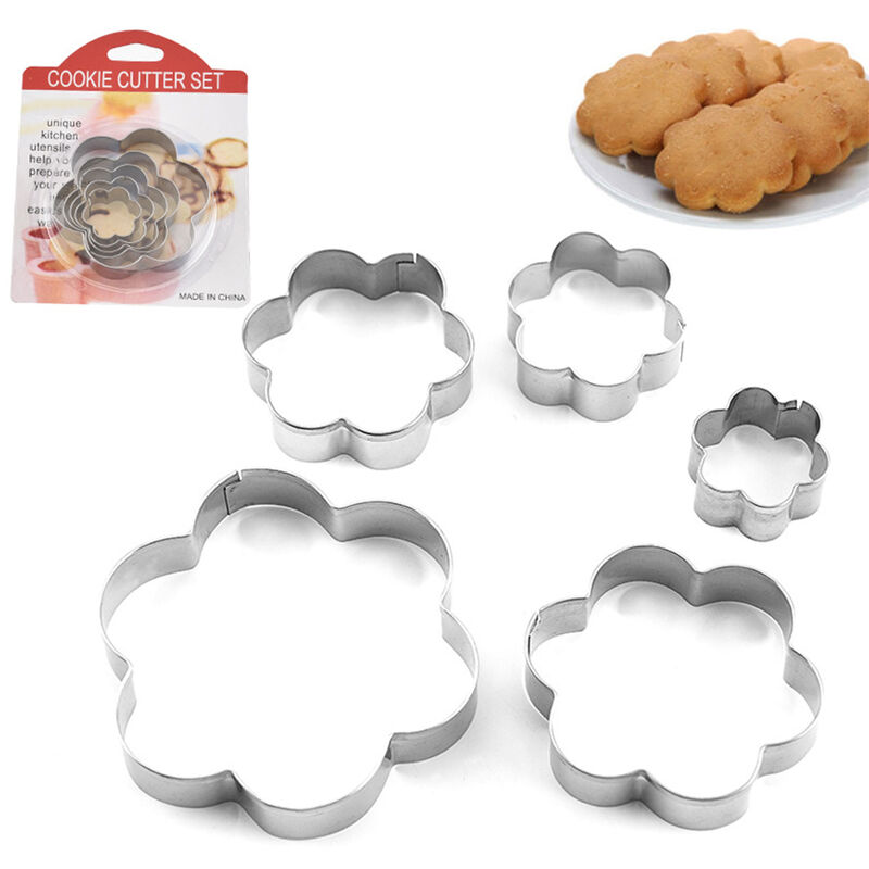 

Herramienta para hornear galletas Cortadores Gadgets de cocina para hornear de metal Moldes hornada de la galleta del molde en forma de flor Conjunto