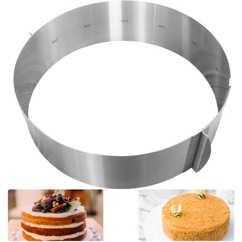 

Herramienta para hornear pasteles de 6-12 pulgadas ajustable molde de pastel Cake de anillo de acero inoxidable redondo Mousse hornada de la torta