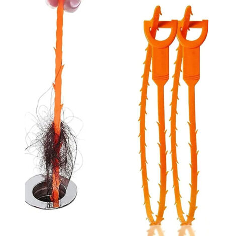 Herramienta para limpiar desagües de baño para eliminar el cabello, 51 cm, paquete de 2