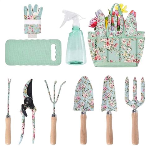 Herramientas de jardinería – Set de jardinería con estampado floral que incluye rastrillo y organizador – Guantes incluidos  Para mujeres aficionadas a la jardinería y la siembra