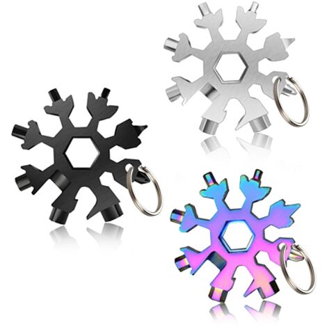 herramientas multiusos con forma de copo de nieve, herramientas manuales portátiles de acero inoxidable, llave de acero para copos de nieve, para acampar al aire libre, aventura y uso diario (3 unidad