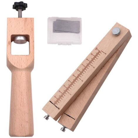 Herramientas para cortar cuero, tira de cuero de mano de madera, herramienta de corte ajustable, cortador de bricolaje con 5 cuchillas