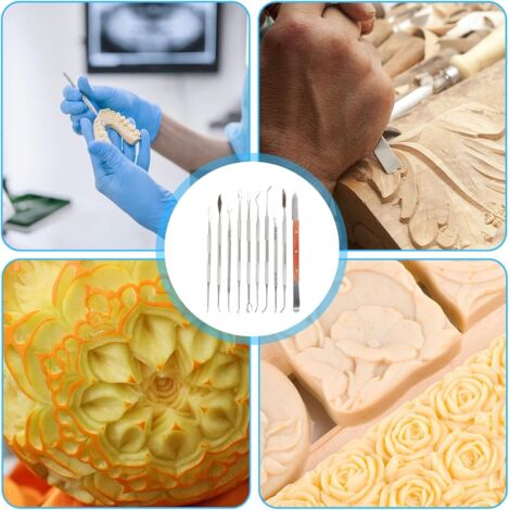 Herramientas para esculpir Herramientas de modelado: 10 piezas de herramientas de cerámica con bolsa de almacenamiento, herramienta para esculpir de doble punta, kit de cerámica para cera, arcilla y e