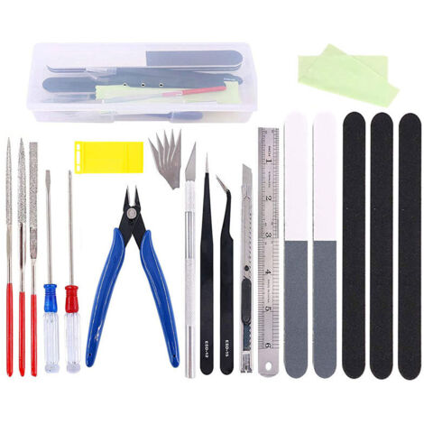 Herramientas para modelismo, juego básico de 23 piezas para modelismo, kit de herramientas para modelismo y manualidades.