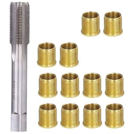 Herramientas para reparar roscas de bujías, herramientas de acero para reparar roscas de encendido con insertos M14X1.25 y kit de roscado M16X1.25
