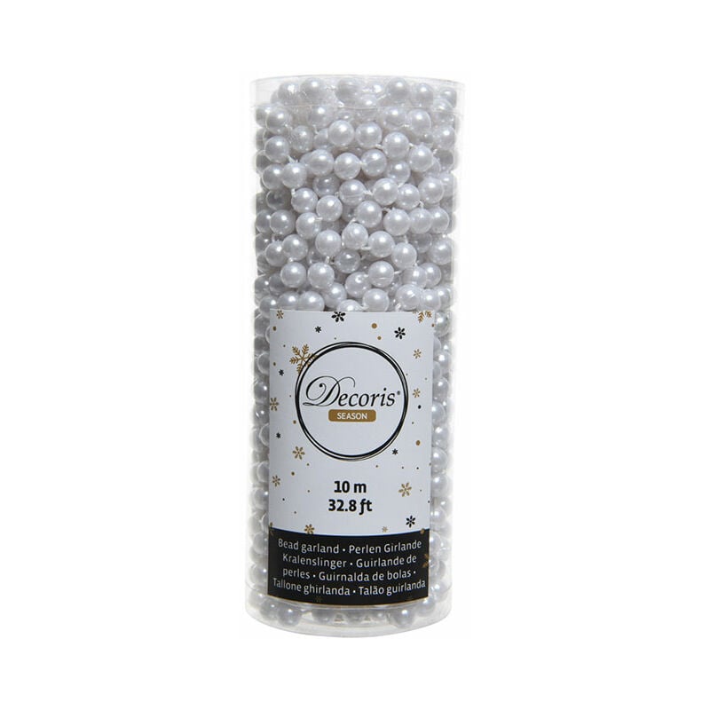 

DECORIS Cadena de bolas decorativas navideño 10m color blanco