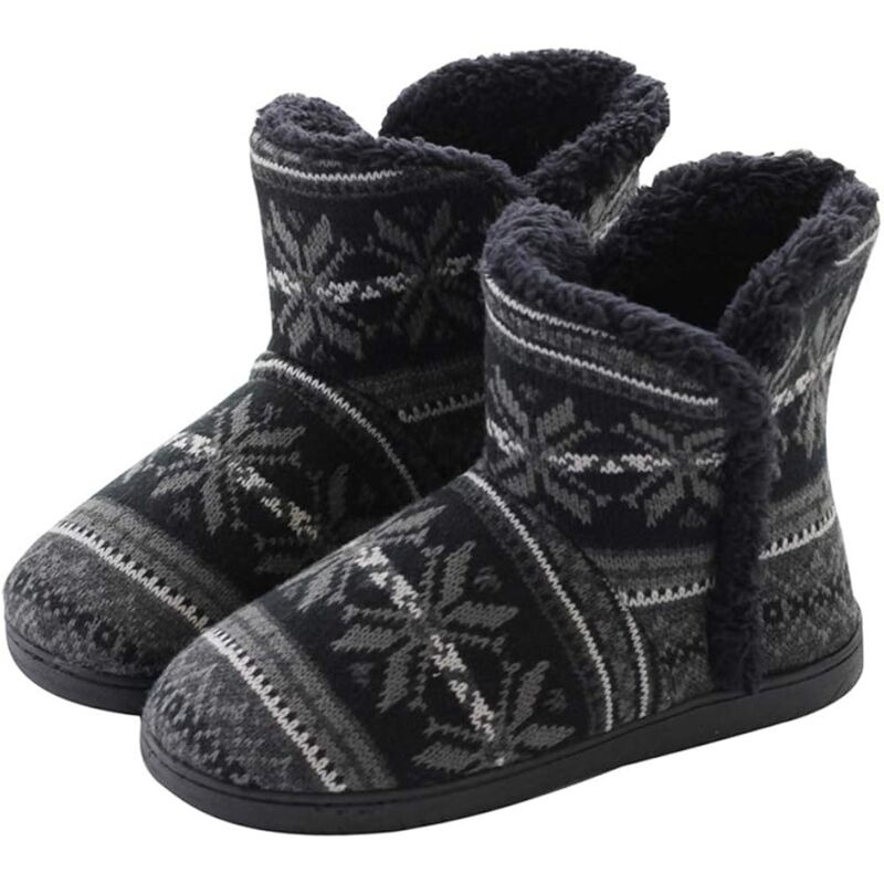 Herren Damen Hausschuhe Hüttenschuh Hohe Gefüttert Hüttenstiefel rutschfest Winter Pantoffeln mit Weichen