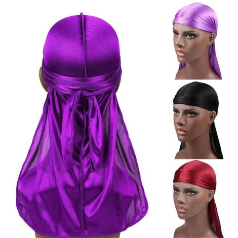 Herren-Durags aus weicher Seide mit langem Schwanz – Biker-Accessoires mit Mütze