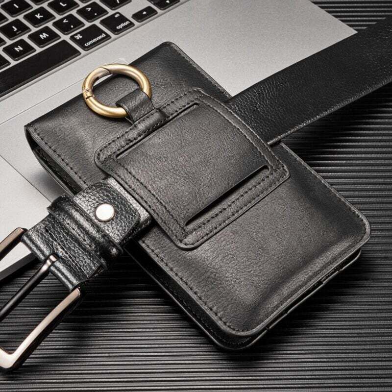 Image of Herren-Gürtelholster, Ledergürteltasche für Handy, Universalgröße (schwarz)