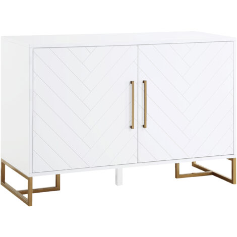 Herringbone-Console avec 2 portes en métal blanc