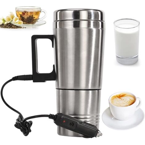 Hervidor de agua eléctrico para coche de 24 V, taza de 300 ml para café/té, calentador de agua rápido con apagado automático, portátil para viajes/oficina/camping, enchufe para encendedor de cigarrill