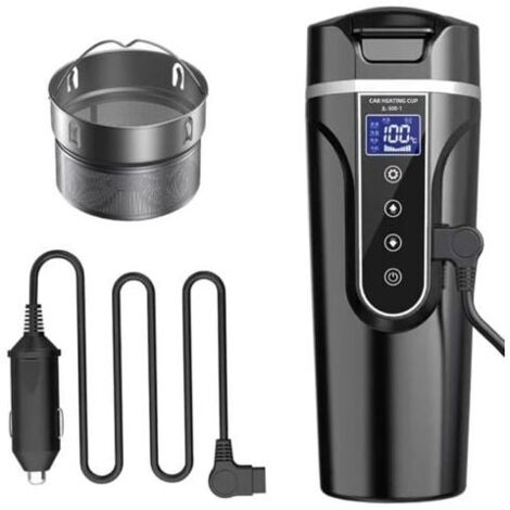 Hervidor de agua para coche, 12 V/24 V, apto para coche, camión y viajes. Hervidor portátil con pantalla LCD, fabricado en acero inoxidable 304.