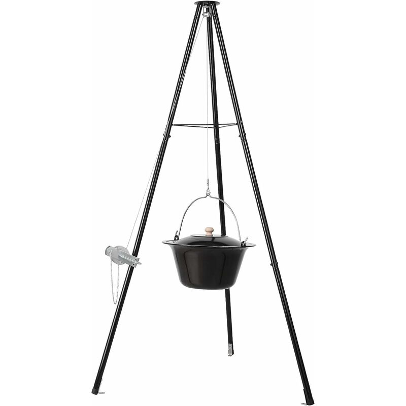 

Hervidor de Gulasch Ungarischer con Trípode, 6L, Cadena Ajustable en Altura, Esmaltado, Resistente a los Arañazos, Insípido, Apto para Acampar al