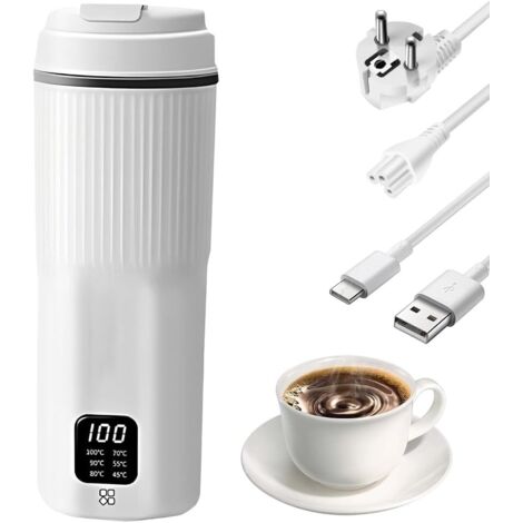 Hervidor de viaje, mini hervidor eléctrico de 500 ml con 6 ajustes de temperatura, portátil, 2 en 1, para calentar y mantener caliente, ideal para viajes y camping.