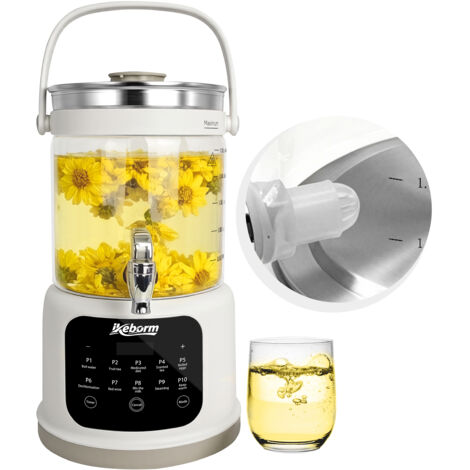 Hervidor eléctrico de 3 litros con calentador de agua integrado, 10 en 1, de vidrio, con control de temperatura, función para mantener caliente durante 24 horas,  ideal para té y café. Libre de BPA.