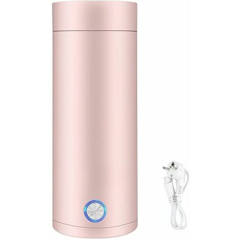 Hervidor eléctrico, hervidor eléctrico de viaje de 400 ml, mini hervidor y mini termo 3 en 1, hervidor de acero inoxidable de 300 W para té, leche, café, apagado automático (rosa) -