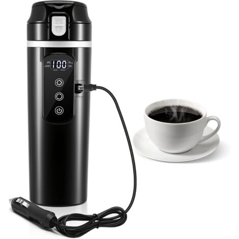 Hervidor eléctrico para coche de 24 V/12 V, taza calefactora eléctrica de viaje, hervidor eléctrico para coche de 500 ml y taza de café, taza de agua calefactora para vehículo eléctrico con