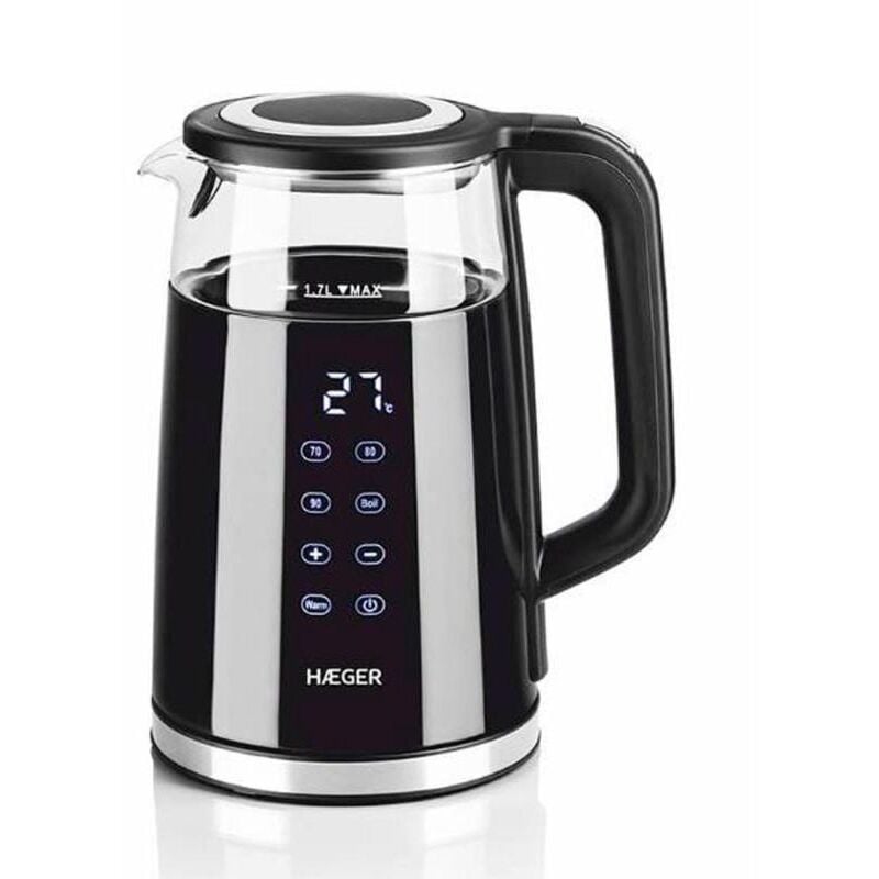 HAEGER hervidor digital 1,7 l 2200w , Hervidor digital 1,7 litros 2200W. -Marca: Haeger. -Capacidad: 1,7 litros. -Potencia: 2200W. -Color: negro.