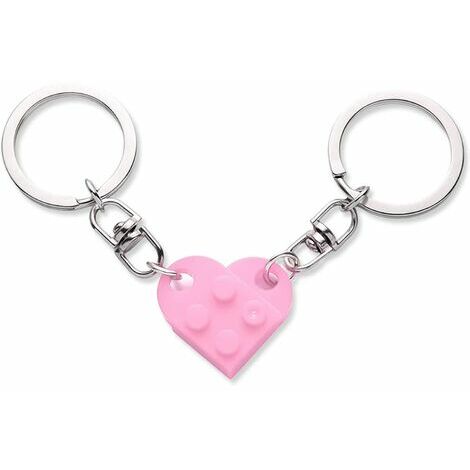 AMIRROR SMART UG Herz-Schlüsselanhänger-Set (Rosa), 2-teiliges Herz-Schlüsselanhänger für zwei Herz-Schlüsselanhänger, Pärchen-Schlüsselanhänger, Valentinstagsgeschenk für Freundin, Freund