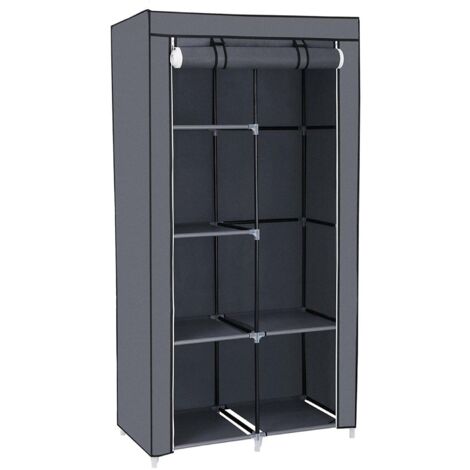 Herzberg HG-8010: Kleiderschrank - Klein Grau