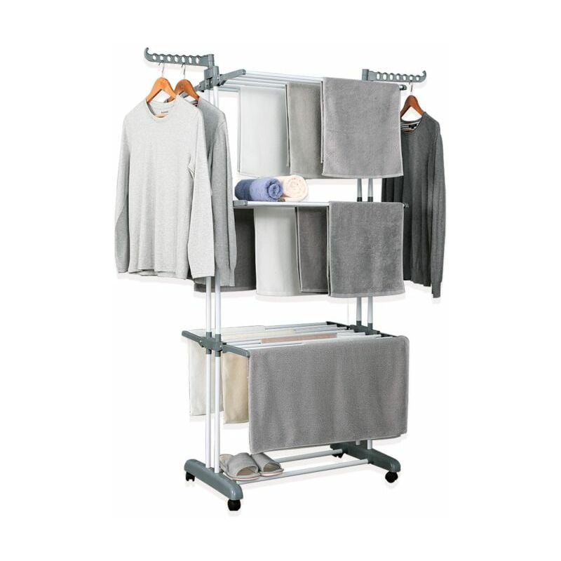 Herzberg - Séchoir multifonctions 20m d'étendage gris HG8034-GRY