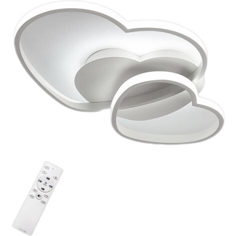 GOECO Herzförmige LED-Deckenleuchte, Dimmbare moderne Deckenleuchte mit Fernbedienung aus Silikon und Aluminium für Wohnzimmer Esszimmer Büro L50B45H8cm 40W