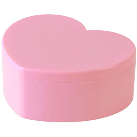 Herzförmige Schmuckaufbewahrungsbox aus Kunststoff mit 2 Fächern, kleines Aufbewahrungsetui für Geburtstage, Hochzeiten, Valentinstag, rosa