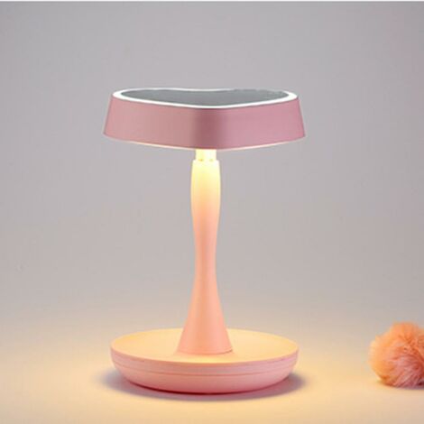 Herzförmiger LED-Licht-Schminkspiegel-Touchsensor-Kosmetik-Tischspiegellampe - Pink