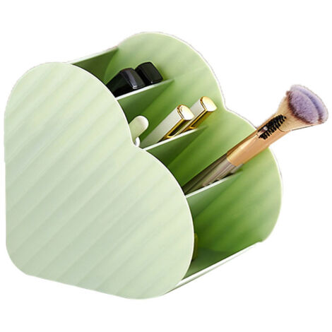 Herzförmiger Make-up-Organizer mit 4 Pinselfächern, hellgrün, für Badezimmer oder Büro