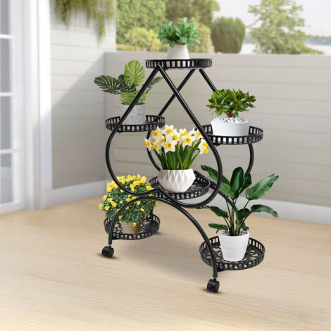 Herzförmiger Pflanzenständer 673380cm 6 Paletten-Metall Pflanzenständer Outdoor-Indoor Pflanzendisplay Garten Schwarz