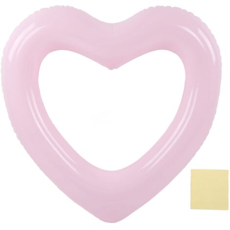 Herzförmiger Schwimmring, 120 cm, dick und reißfest, aus PVC, aufblasbare Schwimmhilfe für Pool, Strand und Partys, rosa