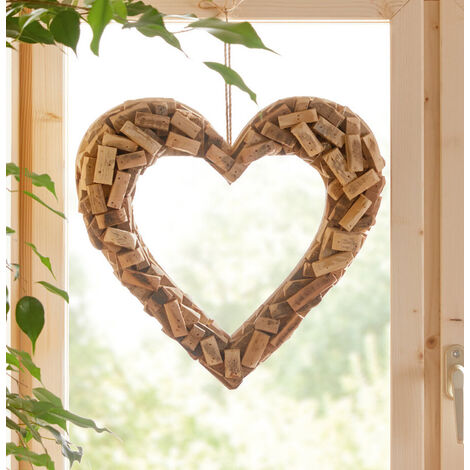 Herzhänger Naturflair, recyceltes Holz, Tür, Wand & Fenster Deko Herz, hängend