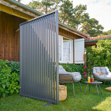 Hesperide – Brise-vue en aluminium traité époxy 180x200cm – Résistant à la rouille – Couleur graphite pour espaces extérieurs