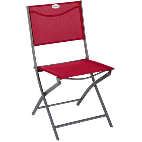 Hesperide – Chaise de jardin pliante Modula rouge – Structure en acier époxy – Assise en texaline – Hauteur d'assise 46,5 cm – Poids 3,4 kg