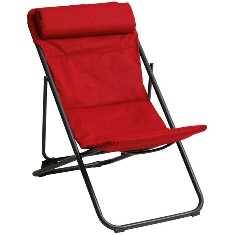 Hesperide – Chilienne de jardin pliante 4 positions – Dossier inclinable – Zinc et polyester – Résistante aux intempéries – Confort optimal
