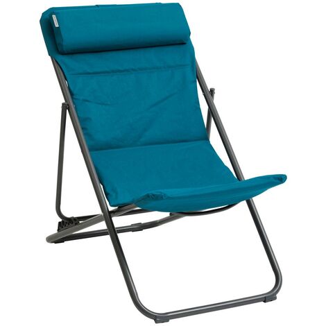Hesperide – Chilienne de jardin pliante inclinable 4 positions – Zinc et polyester – Confort optimal pour balcon et terrasse