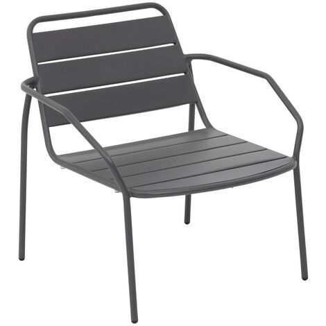 Hesperide – Fauteuil de jardin compact empilable en acier époxy – Assise enveloppante et dossier incliné – Résistant à la corrosion et décoloration