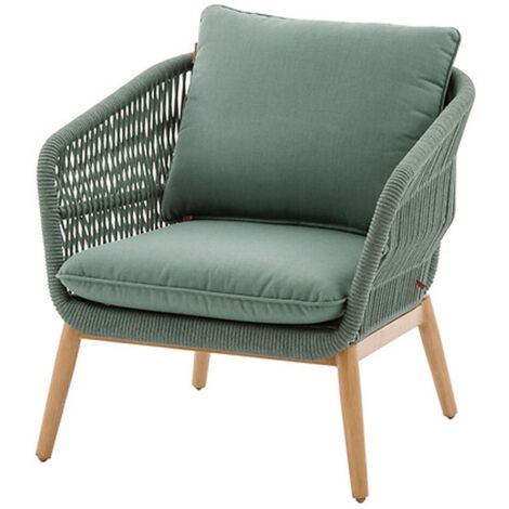 Hesperide – Fauteuil de salon de jardin Orissa vert olive – Aluminium effet bois brossé – Coussins déperlant – Traitement époxy anti-humidité