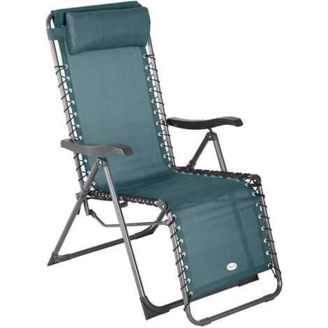 Hesperide – Fauteuil relax chilienne ajustable 5 positions – Acier époxy antirouille – Assise en textilène 580 g/m² – Couleur bleu canard