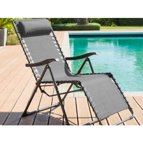 Hesperide – Fauteuil relax pliant Silos – Dossier inclinable 5 positions – Structure acier traité époxy – Assise texaline 580g/m² résistant UV
