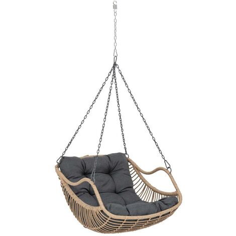 Hesperide – Fauteuil suspendu Gibraltar ardoise – Structure en acier époxy antirouille – Résine tressée synthétique – Dimensions L. 110 cm x l. 78 cm x H. 54 cm