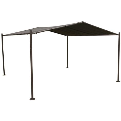 Hesperide – Gazebo carré Certeli 4x4m – Acier traité époxy graphite – Toile polyester déperlant 250 g/m² – Hauteur 3,05m pour espaces extérieurs