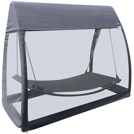 Hesperide – Hamac moustiquaire Trinidad 3 places ardoise 233x139x205cm – Acier traité époxy – Charge max 110kg – Montage facile