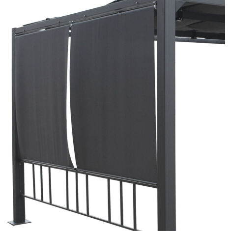 Hesperide – Kit de 4 stores pour tonnelle Moai 4x3m en polyester 140g/m² – Résistant aux UV – Installation facile – Protection solaire et visuelle