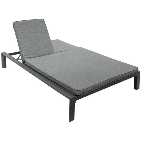 Hesperide – Lit de piscine double Evasion 2 places – Aluminium traité époxy – Couleur anthracite et graphite – Dimensions 200x130x89 cm