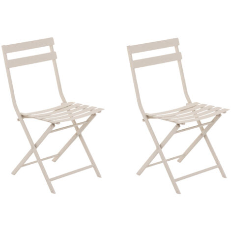 Hesperide – Lot de 2 chaises de jardin pliantes en acier époxy – Couleur argile – Dimensions 51x42x80cm – Hauteur d'assise 44cm