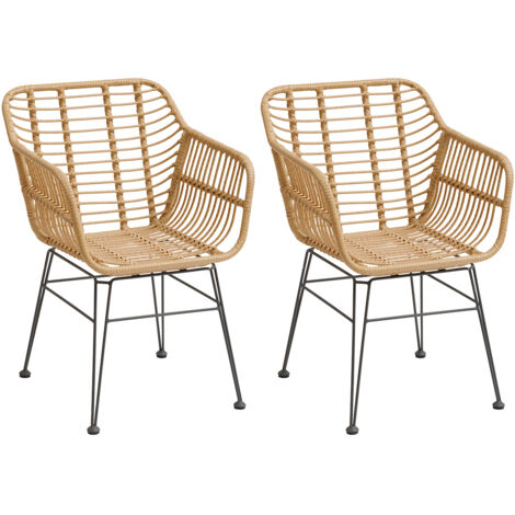 Hesperide – Lot de 2 fauteuils de jardin Lambada sésame en acier traité époxy – Résistants aux UV – Housse de coussin amovible incluse – Montage facile