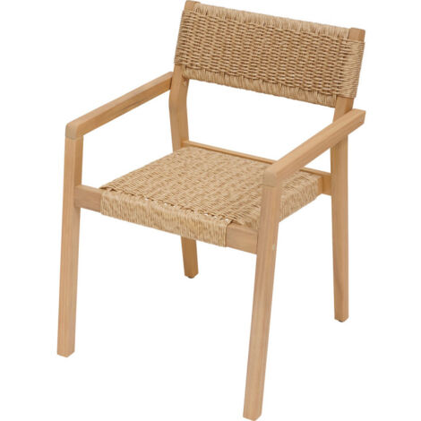 Hesperide – Lot de 2 fauteuils de jardin Temeira en acacia et résine tressée – Confort optimal pour repas en extérieur – Design moderne et élégant