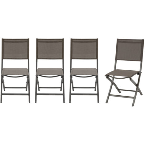 Hesperide – Lot de 4 chaises de jardin pliantes – Aluminium traité époxy – Assise en texaline antirouille et anti UV – Idéal pour balcon et terrasse